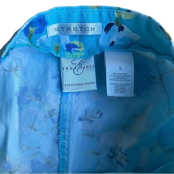 Emma James Blue Floral Capri Pants Size 8 - Picture 3 of 3